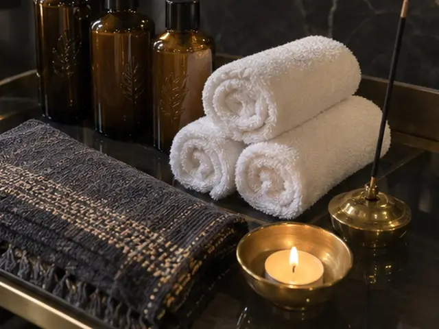 Masaj yağları, havlular, peştemal ve tütsü — Florya, Masaj Salonun